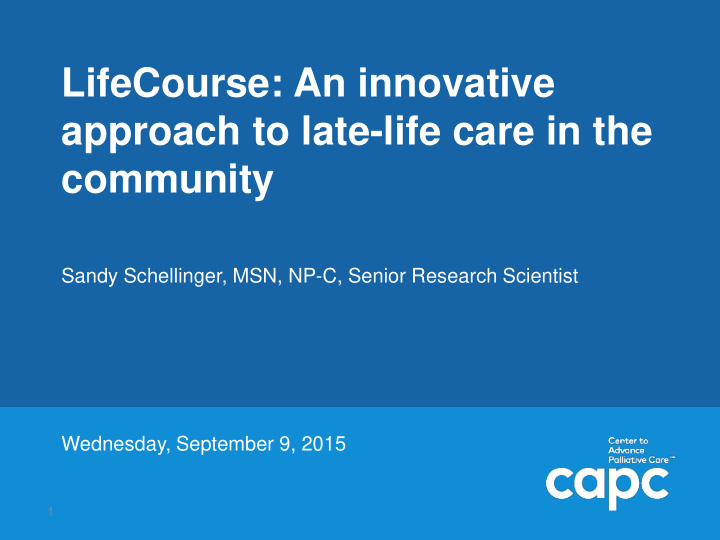 approach to late life care in the