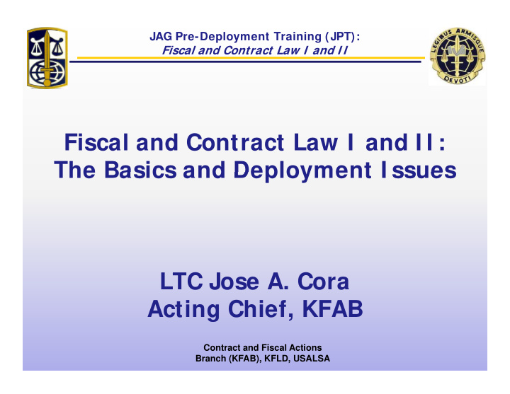 fiscal and contract law i and i i the basics and