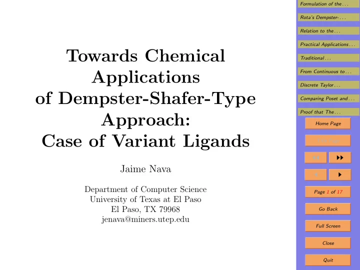 towards chemical