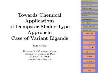 Towards Chemical  Traditional . . .  Applications  From Continuous to . . .  Discrete Taylor . . .