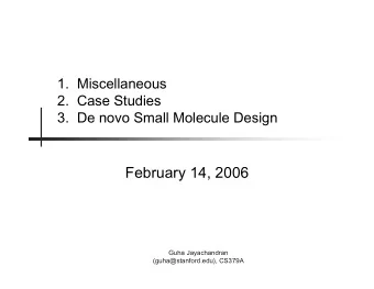 February 14, 2006  Guha Jayachandran  (guha@stanford.edu), CS379A  Pareto Optimality  From