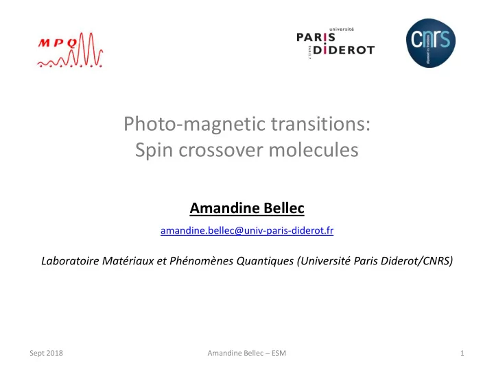 photo magnetic transitions spin crossover molecules