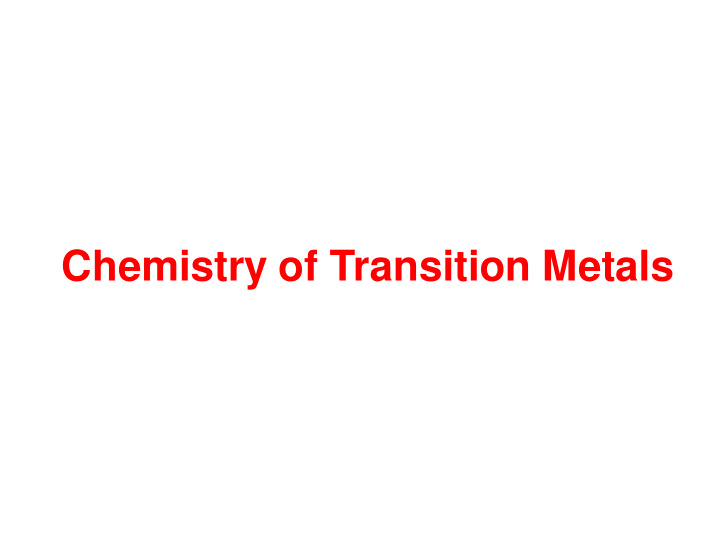 chemistry of transition metals bonding in transition