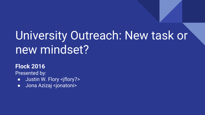 university outreach new task or new mindset