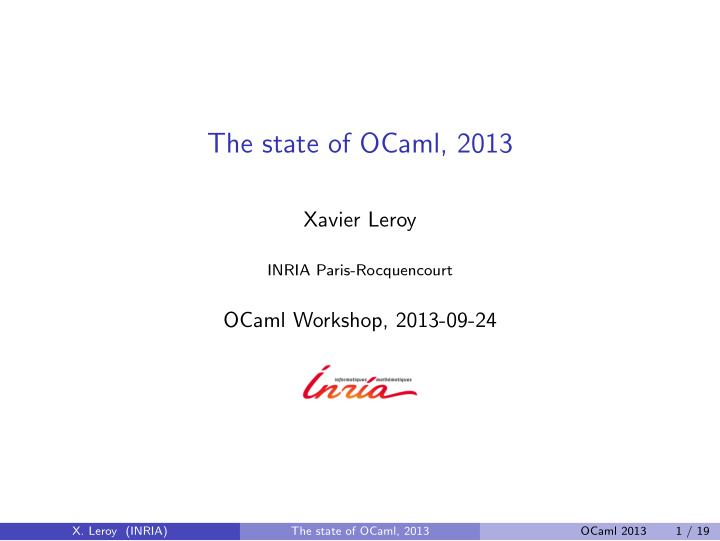 the state of ocaml 2013