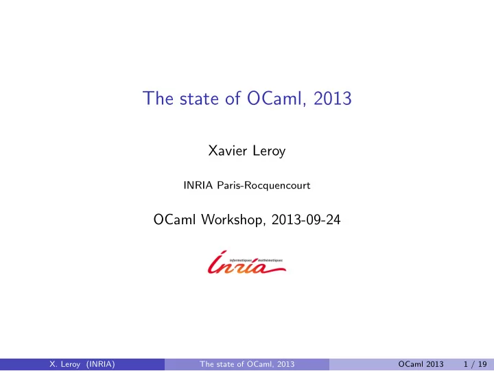 the state of ocaml 2013