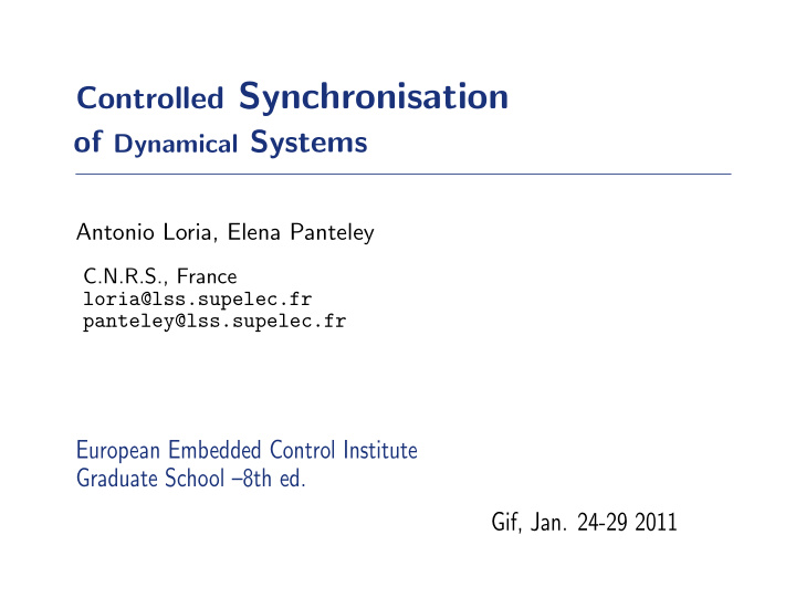 controlled synchronisation