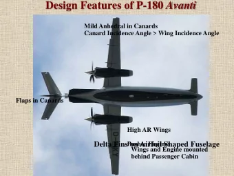 Design Features of P-180 Avanti  Mild Anhedral in Canards  Canard Incidence Angle &gt; Wing