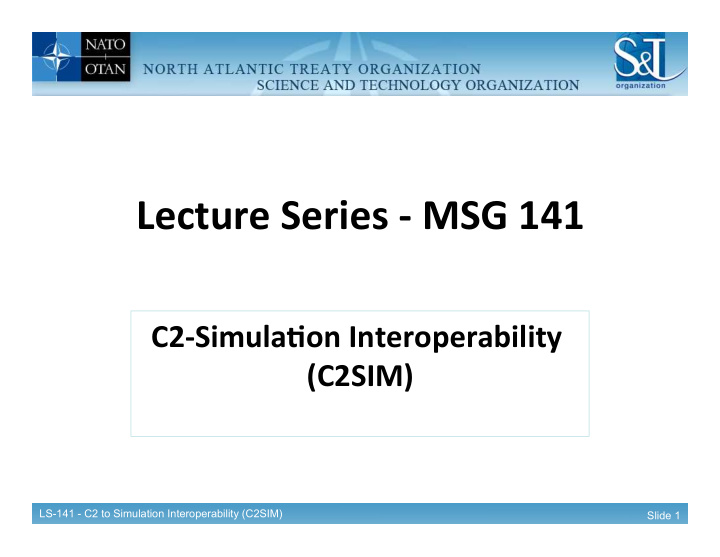 lecture series msg 141