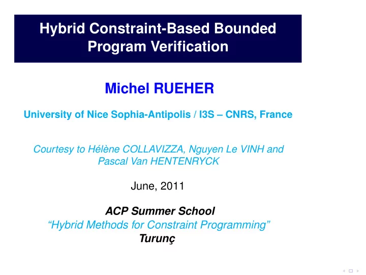 hybrid constraint based bounded program verification