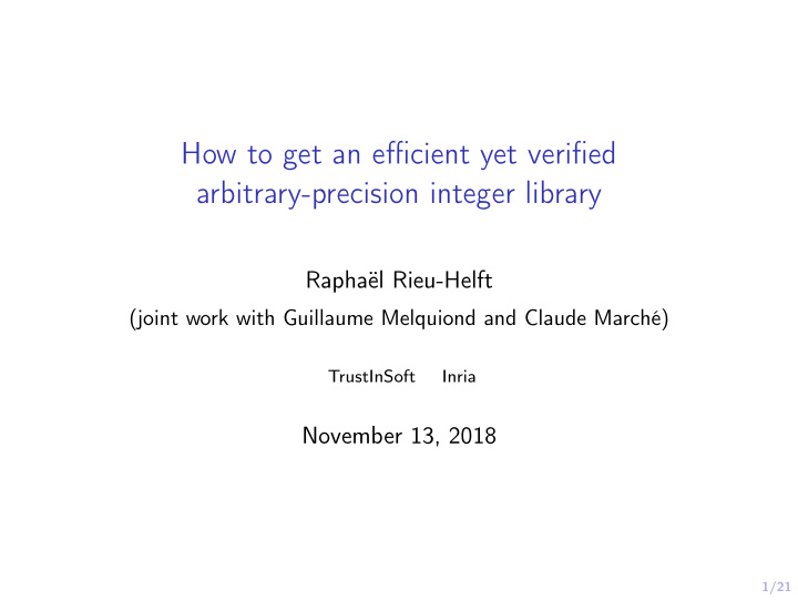 how to get an efficient yet verified arbitrary precision