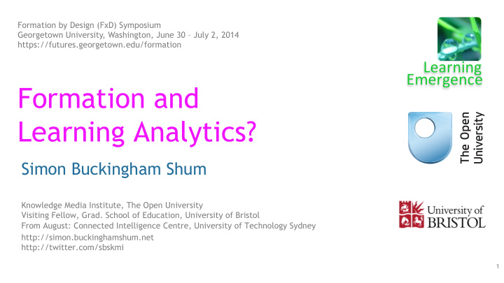 formation and learning analytics