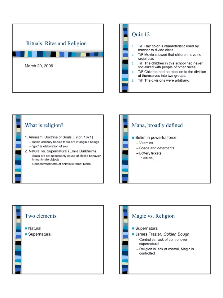 quiz 12 rituals rites and religion