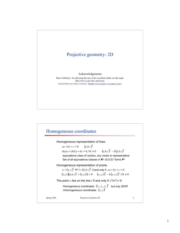 projective geometry 2d