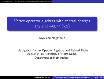 Vertex operator algebras with central charges 1 / 2 and  68 / 7 (v.5)  Kiyokazu Nagatomo  Lie