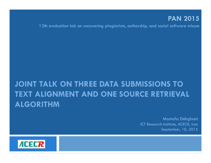 joint talk on three data submissions to text alignment