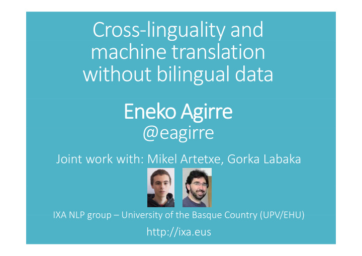 cross linguality and machine translation without