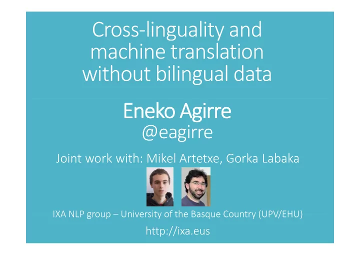 cross linguality and machine translation without