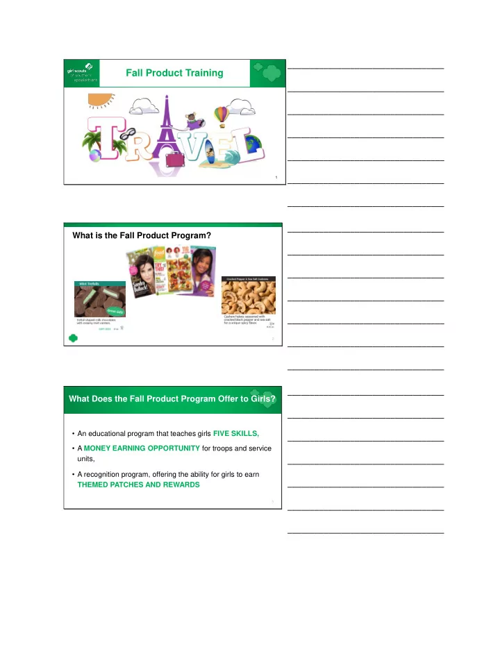fall product training