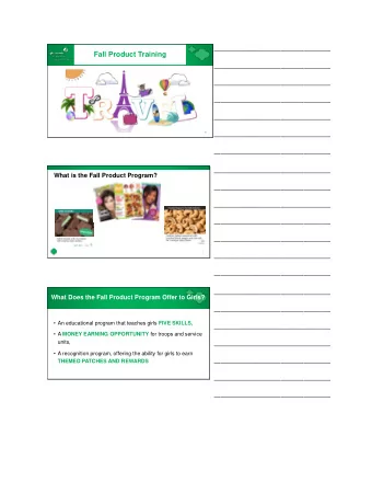 Fall Product Training  ___________________________________  ___________________________________