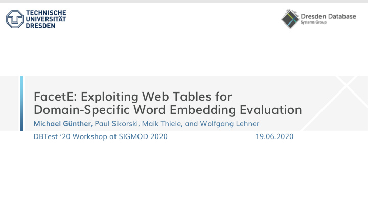 facete exploiting web tables for