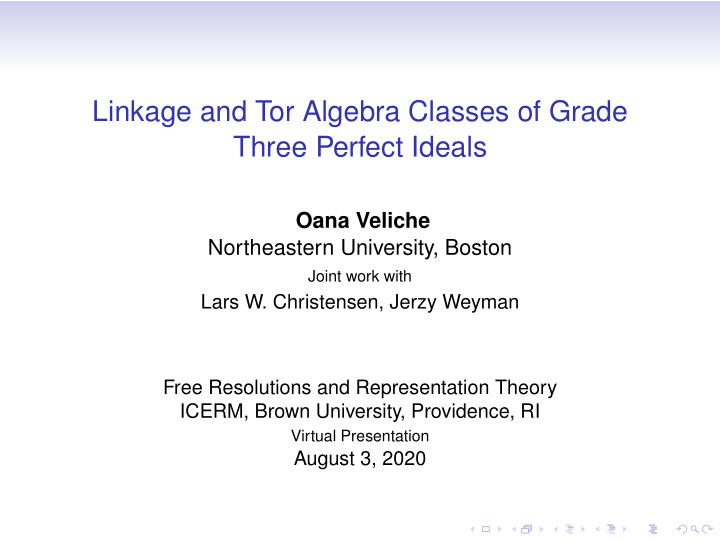 linkage and tor algebra classes of grade three perfect