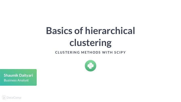 basics of hierarchical clustering