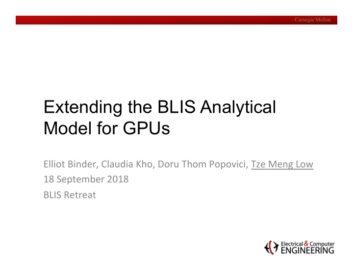extending the blis analytical model for gpus