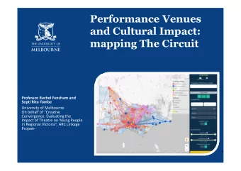 Performance Venues  and Cultural Impact:  mapping The Circuit  Professor Rachel Fensham and  Septi