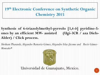 19 th Electronic Conference on Synthetic Organic  Chemistry 2015 Synthesis of