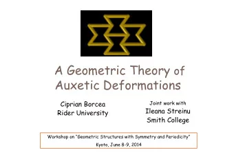 A Geometric Theory of  Auxetic Deformations  Ciprian Borcea  Joint work with  Ileana Streinu  Rider