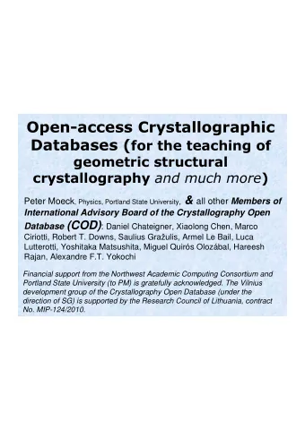 Open-access Crystallographic Databases ( for the teaching of  geometric structural crystallography