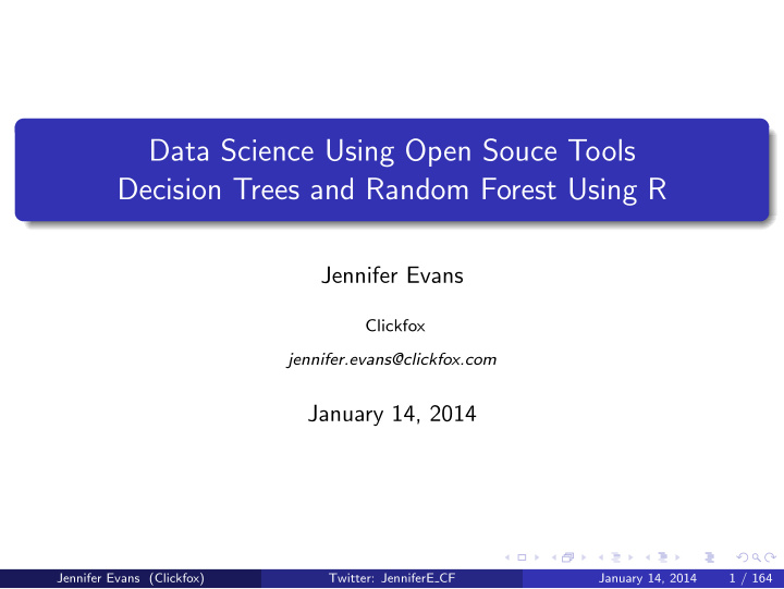 data science using open souce tools decision trees and