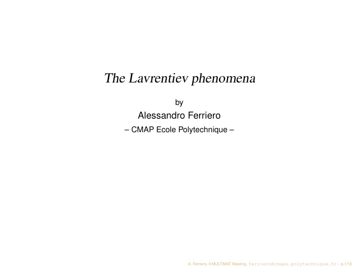 the lavrentiev phenomena