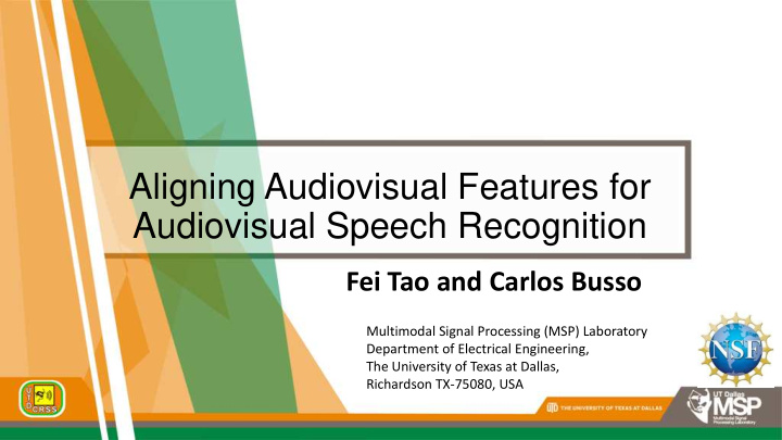 aligning audiovisual features for audiovisual speech