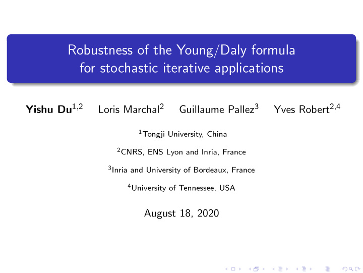 robustness of the young daly formula for stochastic