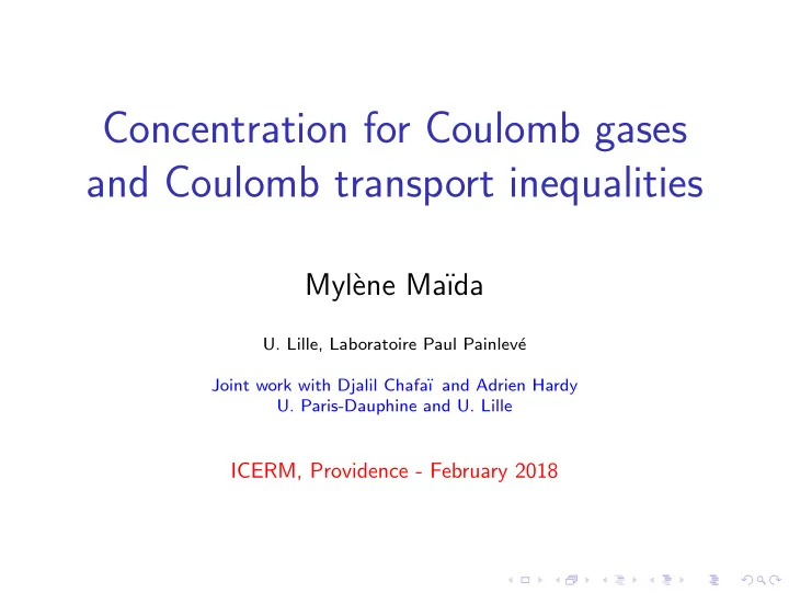 concentration for coulomb gases and coulomb transport