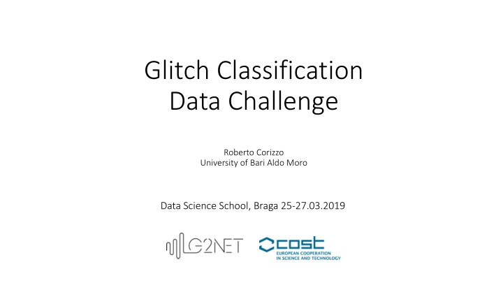 glitch classification data challenge