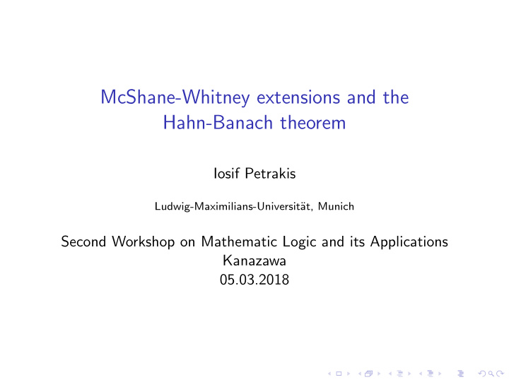 mcshane whitney extensions and the hahn banach theorem