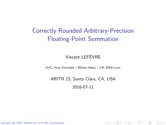 Correctly Rounded Arbitrary-Precision  Floating-Point Summation  Vincent LEFVRE  AriC, Inria