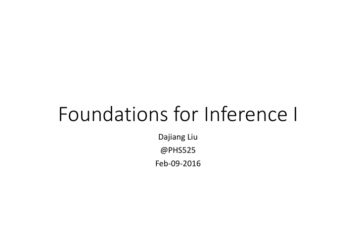 foundations for inference i
