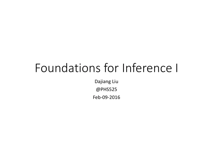 foundations for inference i