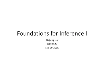 Foundations for Inference I  Dajiang Liu  @PHS525  Feb-09-2016  Statistical Inference