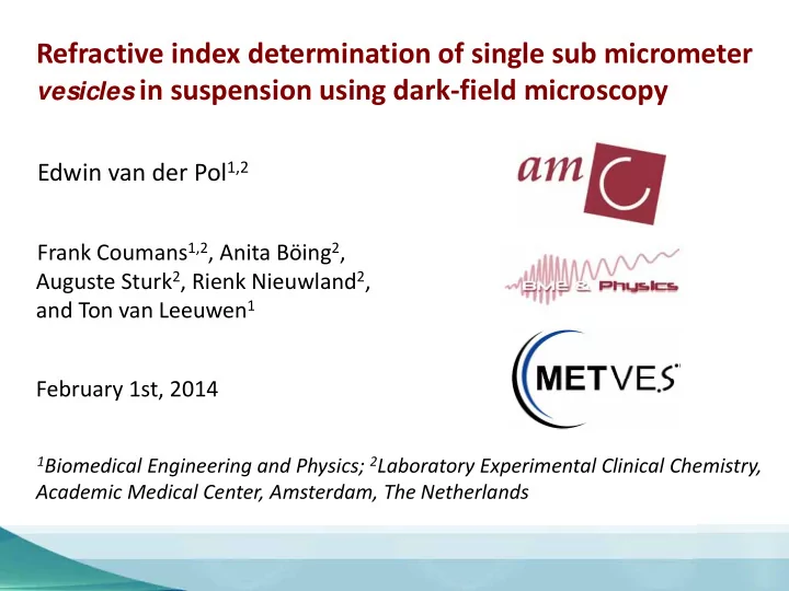 refractive index determination of single sub micrometer