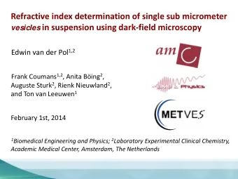 Refractive index determination of single sub micrometer vesicles in suspension using dark  field