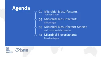 Agenda  01  Microbial Biosurfactants  Fermentation  Microbial Biosurfactants  02  Advantages