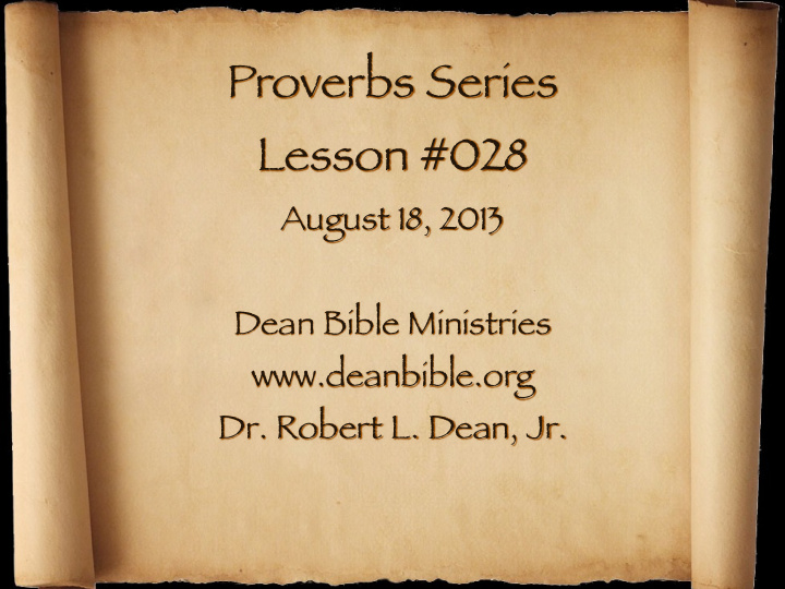 proverbs series lesson 028