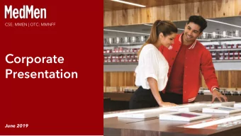 Corporate  Presentation  June 2019  Disclaimer  IMPORTANT: YOU MUST READ THE FOLLOWING BEFORE