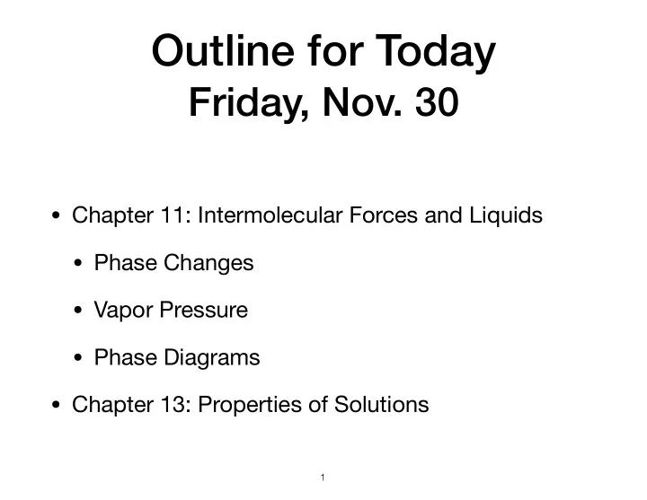 outline for today