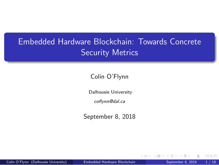embedded hardware blockchain towards concrete security